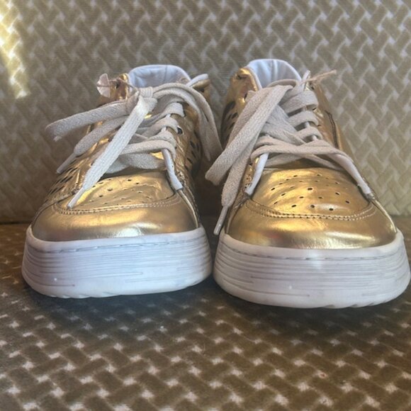 Free People AS98 Lucky Strike Metallic Gold Cushioned Leather Sneakers NEW 8.5 - Picture 13 of 16
